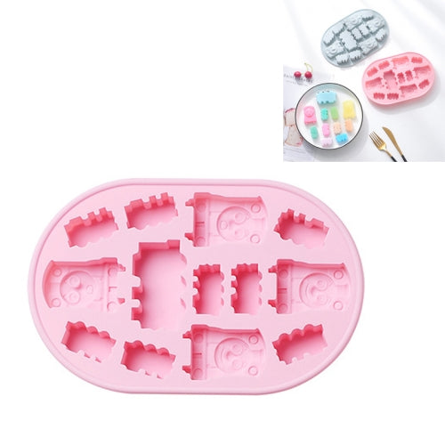 4 PCS Small Train Silicone Ice Tray Mold Food Supplement Box Pudding DIY Baking Cake Mold(Pink)
