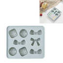 6 PCS Bowknot Silicone Ice Tray Mold Candy Button Shape Chocolate Mold Baking Ice Tool(Blue)