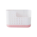 Kitchen Wall-mounted Sticky Drainable Chopstick Cage Tableware Storage Box(Pink)