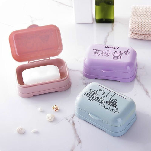 11 PCS Draining Soap Box With Lid Double-layer Portable Travel Soap Box Random Colour