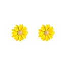 4 Pairs Fashion Temperament Women Flower Earrings(Yellow)