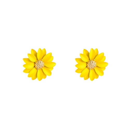 4 Pairs Fashion Temperament Women Flower Earrings(Yellow)