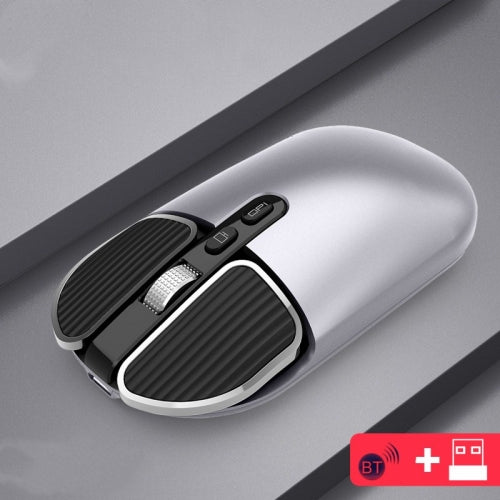 M203 2.4Ghz 5 Buttons 1600DPI Wireless Optical Mouse Computer Notebook Office Home Silent Mouse, Style:2.4G+Bluetooth(Gray)
