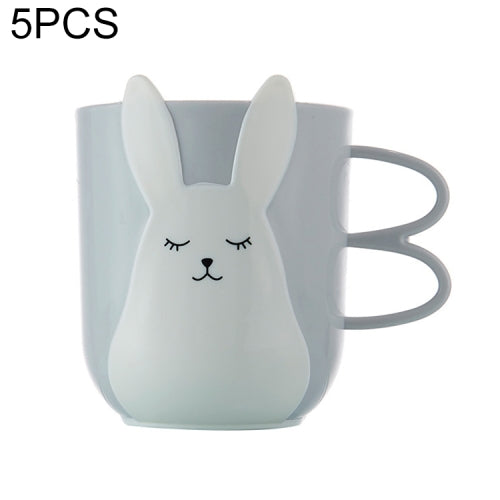 5 PCS Creative Cute Mouthwash Cup Household Brushing Cup Plastic Children Cup with Handle(Nordic Grey)