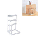Kitchen Iron Shelf Vertical Knife Cutting Board Rack(White)