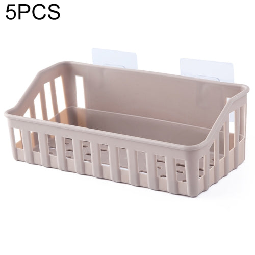 5 PCS Bathroom Shelf hole-free Wall Hanging Seamless Storage Basket(Brown)