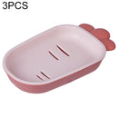 3 PCS Creative Cute Drain Double-layer Household Toilet Soap Box with Lid Soap Holder(Pink)