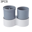 3 PCS Bathroom Wall Suction Type Toothbrush Holder Toiletry Set(Gray)
