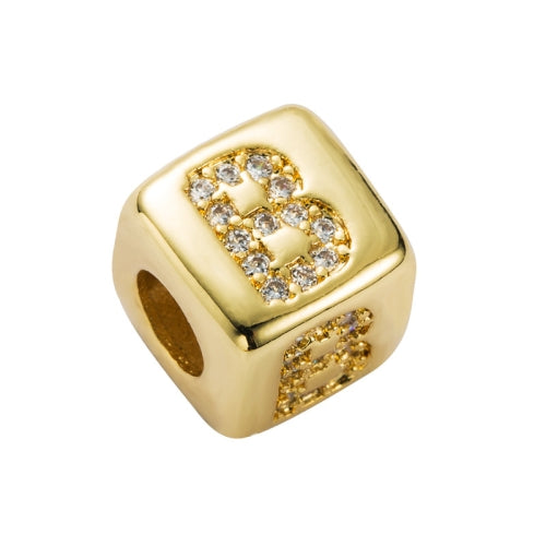 3 PCS English Letter Beads Bracelet Brass Micro-inlaid Couple Red String Pull DIY Bracelet Jewelry, Style:B