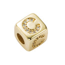 3 PCS English Letter Beads Bracelet Brass Micro-inlaid Couple Red String Pull DIY Bracelet Jewelry, Style:C