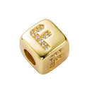 3 PCS English Letter Beads Bracelet Brass Micro-inlaid Couple Red String Pull DIY Bracelet Jewelry, Style:F