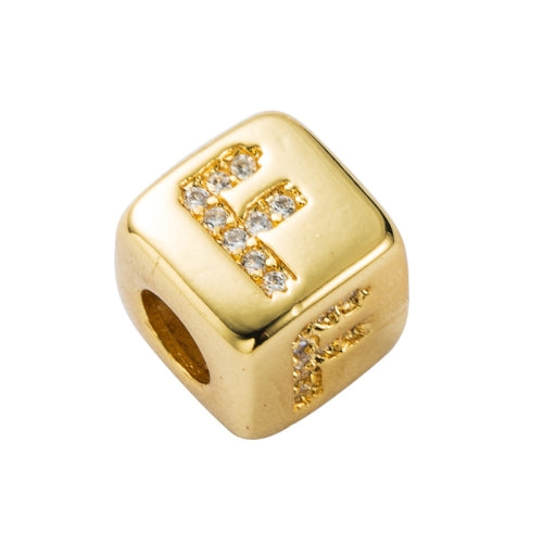 3 PCS English Letter Beads Bracelet Brass Micro-inlaid Couple Red String Pull DIY Bracelet Jewelry, Style:F