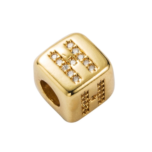 3 PCS English Letter Beads Bracelet Brass Micro-inlaid Couple Red String Pull DIY Bracelet Jewelry, Style:H