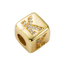 3 PCS English Letter Beads Bracelet Brass Micro-inlaid Couple Red String Pull DIY Bracelet Jewelry, Style:K