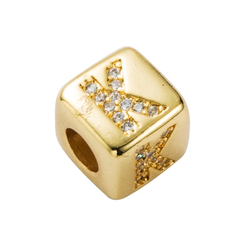 3 PCS English Letter Beads Bracelet Brass Micro-inlaid Couple Red String Pull DIY Bracelet Jewelry, Style:K