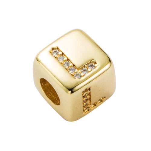 3 PCS English Letter Beads Bracelet Brass Micro-inlaid Couple Red String Pull DIY Bracelet Jewelry, Style:L