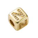 3 PCS English Letter Beads Bracelet Brass Micro-inlaid Couple Red String Pull DIY Bracelet Jewelry, Style:N