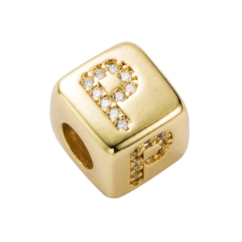 3 PCS English Letter Beads Bracelet Brass Micro-inlaid Couple Red String Pull DIY Bracelet Jewelry, Style:P