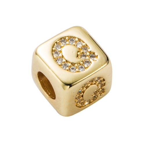 3 PCS English Letter Beads Bracelet Brass Micro-inlaid Couple Red String Pull DIY Bracelet Jewelry, Style:Q