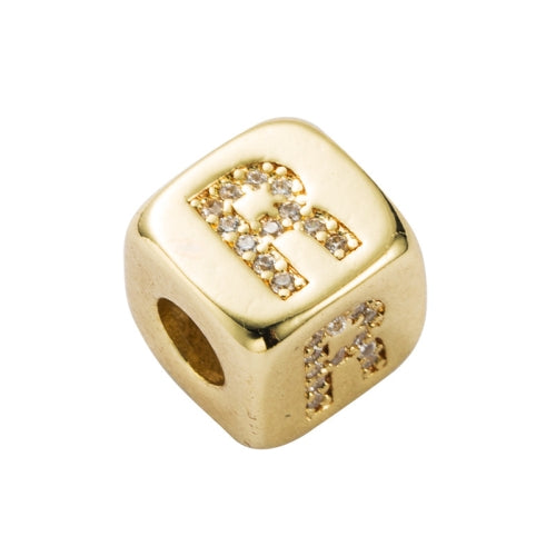 3 PCS English Letter Beads Bracelet Brass Micro-inlaid Couple Red String Pull DIY Bracelet Jewelry, Style:R