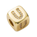 3 PCS English Letter Beads Bracelet Brass Micro-inlaid Couple Red String Pull DIY Bracelet Jewelry, Style:U