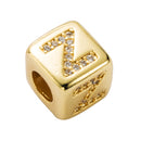 3 PCS English Letter Beads Bracelet Brass Micro-inlaid Couple Red String Pull DIY Bracelet Jewelry, Style:Z