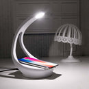 Three-in-one Wireless Charger + Bluetooth Audio Player + LED Desk Lamp Multi-function Touch Night Light(White Silver)