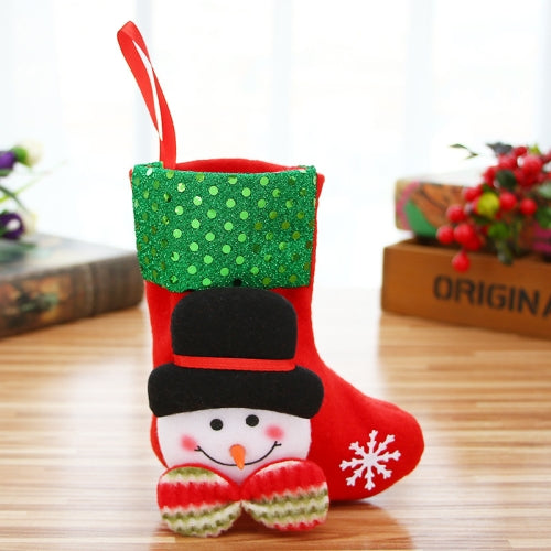 6 PCS Christmas Decorations Children Christmas Tree Socks Ornaments Gift Bags(Snowman)