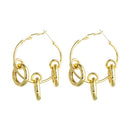 2 Pairs Knotted Circle Earrings Female Alloy S925 Silver Needle Earrings Exaggerated Gold Earrings