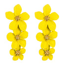 2 Pairs Multilayer Flower Earrings Alloy Paint Long Earrings(Yellow)
