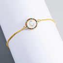 English Letter Bracelet Couple Girlfriends DIY Bracelet Men Women Micro Inlaid Zircon Rainbow Bracelet(C)