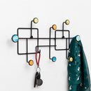 Wrought Iron Creative Hooks Nail-free Clothes Coat Hooks Bathroom Nail-free Perforated Wall Coat Hooks, Colour: Square 9 Hooks