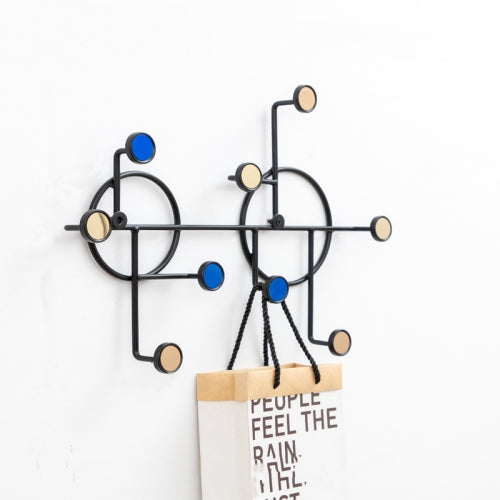 Wrought Iron Creative Hooks Nail-free Clothes Coat Hooks Bathroom Nail-free Perforated Wall Coat Hooks, Colour: Sequins Round Black 9 Hooks