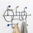 Wrought Iron Creative Hooks Nail-free Clothes Coat Hooks Bathroom Nail-free Perforated Wall Coat Hooks, Colour: Sequins Round Black 12 Hooks
