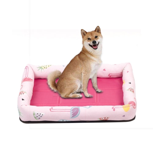 Summer Pet Non-removable Side Dog Mat Pet Bed, Specification: L 65X55X8cm(Watermelon Powder)