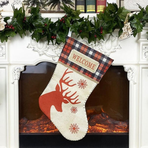 Christmas Ornaments Pendant Christmas Elk Stocking Gift Bag Candy Bag(Red)