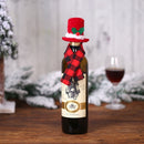 6 PCS Christmas Creative Decorations Scarf Hat Wine Bottle Cover Hotel Restaurant Decoration(B238 Red Hat Plaid Scarf )