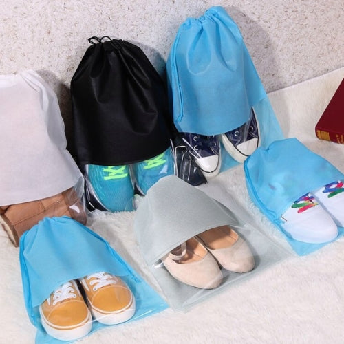 30 PCS Non-woven Slippers Drawstring Pocket Shoes Transparent Dustproof Packaging Bag Random Colour, Size:320x440MM