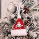 2 PCS Christmas Decorations Knitted Woolen Pendants Christmas Tree Ornaments Window Hanging Decorations(Red Christmas Hat)