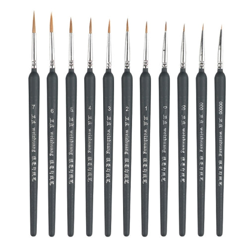 11 PCS Full Sets WeiZhuang Hook Line Pen Painting Hand-painted Watercolor Wolf Mint Hook Line Pen Painting Stroke Thin Line Brush, Color:Dark Blue