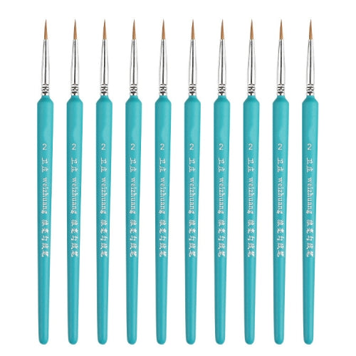 10 PCS 2 WeiZhuang Hook Line Pen Painting Hand-painted Watercolor Wolf Mint Hook Line Pen Painting Stroke Thin Line Brush, Color:Sky Blue