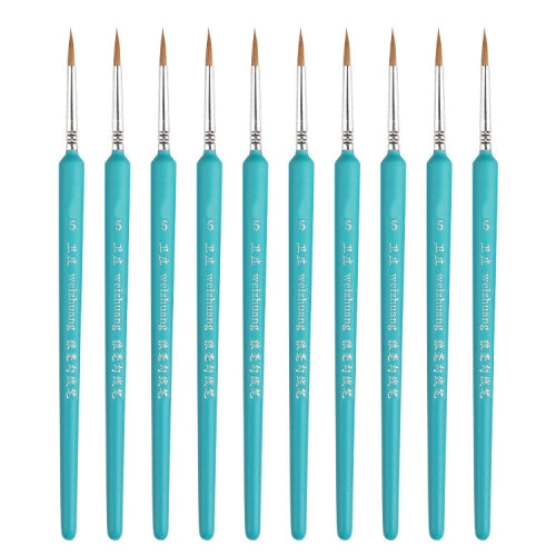10 PCS 5 WeiZhuang Hook Line Pen Painting Hand-painted Watercolor Wolf Mint Hook Line Pen Painting Stroke Thin Line Brush, Color:Sky Blue