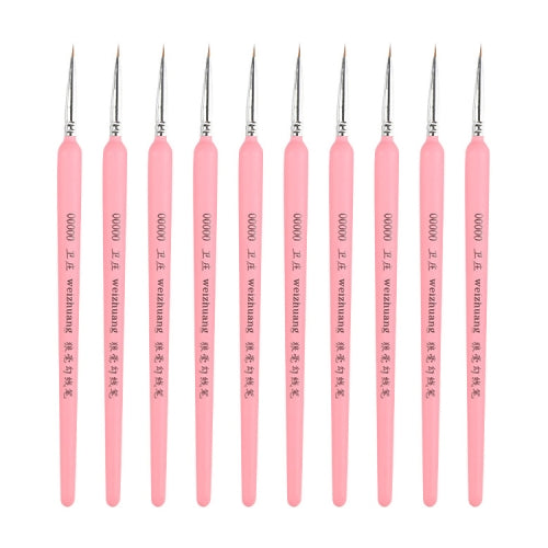 10 PCS 00000 WeiZhuang Hook Line Pen Painting Hand-painted Watercolor Wolf Mint Hook Line Pen Painting Stroke Thin Line Brush, Color:Pink