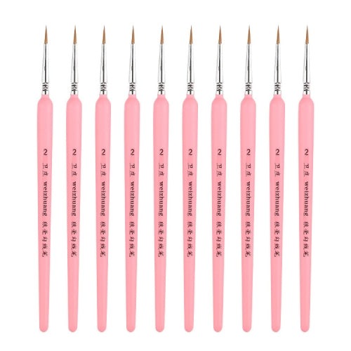 10 PCS 2 WeiZhuang Hook Line Pen Painting Hand-painted Watercolor Wolf Mint Hook Line Pen Painting Stroke Thin Line Brush, Color:Pink