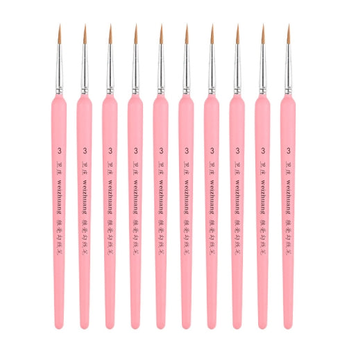 10 PCS 3 WeiZhuang Hook Line Pen Painting Hand-painted Watercolor Wolf Mint Hook Line Pen Painting Stroke Thin Line Brush, Color:Pink