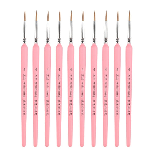 10 PCS 4 WeiZhuang Hook Line Pen Painting Hand-painted Watercolor Wolf Mint Hook Line Pen Painting Stroke Thin Line Brush, Color:Pink