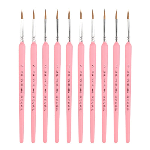 10 PCS 5 WeiZhuang Hook Line Pen Painting Hand-painted Watercolor Wolf Mint Hook Line Pen Painting Stroke Thin Line Brush, Color:Pink
