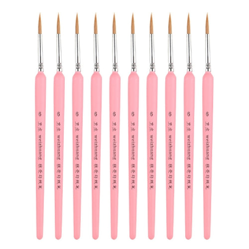 10 PCS 6 WeiZhuang Hook Line Pen Painting Hand-painted Watercolor Wolf Mint Hook Line Pen Painting Stroke Thin Line Brush, Color:Pink