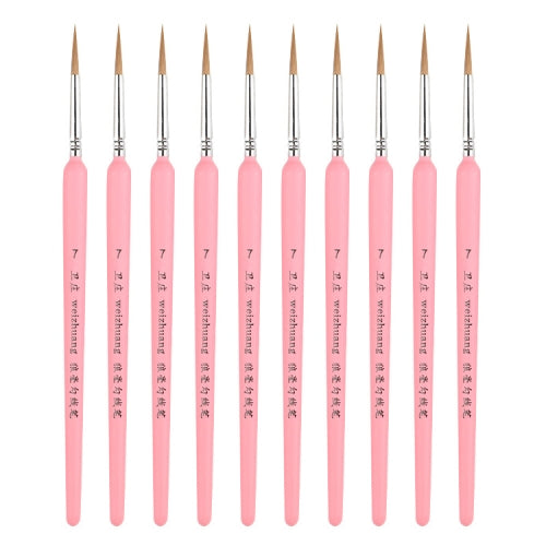 10 PCS 7 WeiZhuang Hook Line Pen Painting Hand-painted Watercolor Wolf Mint Hook Line Pen Painting Stroke Thin Line Brush, Color:Pink