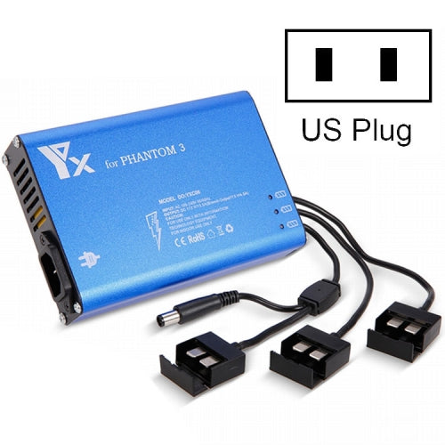 4 in 1 Parallel Power Hub Intelligent Battery Controller Charger for DJI Phantom 3 Standard SE FPV Drone, Plug Type:US Plug